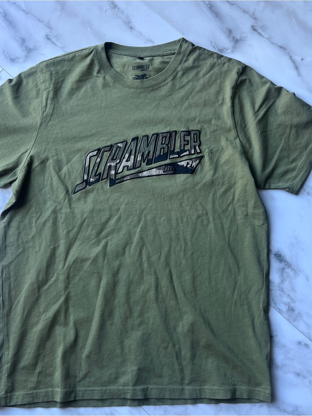 Ducati Scrambler Olive Green Graphic Tee for Men